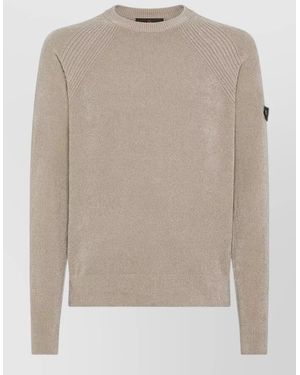 Peuterey Knit Jumper Raglan Sleeves Ribbed Cuffs Hem - Natural