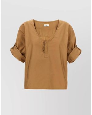 Saint Laurent Regular-Fit Twill Blouse - Natural
