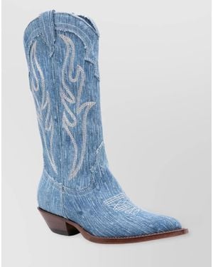 Sonora Boots Denim Western Calf-Length Boots - Blue