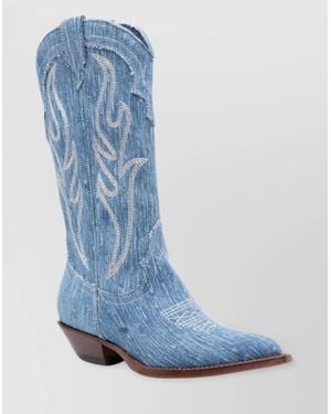 Sonora Boots Denim Calf-Length Texan Boots - Blue