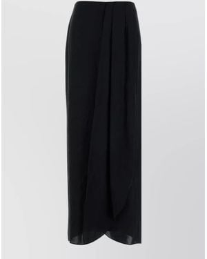 Maison Margiela Satin Skirt Asymmetric Cut Draped Detail - Black