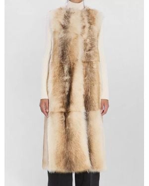 Yves Salomon Lamb Fur Long Vest - Natural