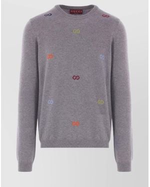 Gucci Gg Pattern Crewneck Sweater - Gray
