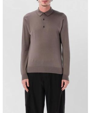 John Smedley Sea Island Cotton Long Sleeve Polo Knit - Grey
