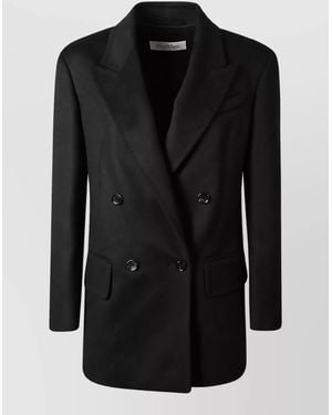 Max Mara Wool Double Breasted Coat - Black