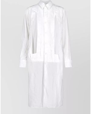 Comme des Garçons Collared Long Sleeve Textured Top Front Pockets - White