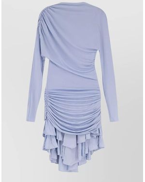 Self-Portrait Gathered Mini Dress - Blue