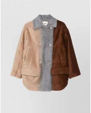 Fendi Double-Breasted Wool Coat - Brown