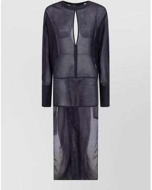 DARKPARK Marine Shirt Dress Keyhole Neckline Voile - Blue