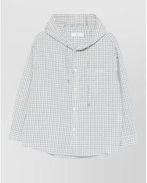 DUNST Checked Hooded Shirt Jacket - White
