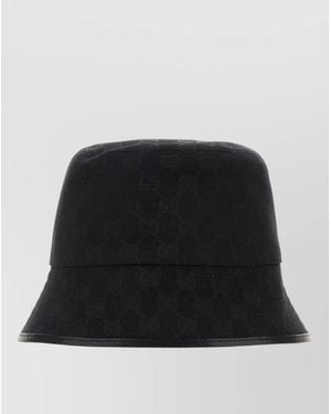 Gucci Gg Fabric Bucket Hat Wide Brim - Black