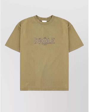 Drole de Monsieur Short Sleeve Crew Neck Graphic T-Shirt - Natural
