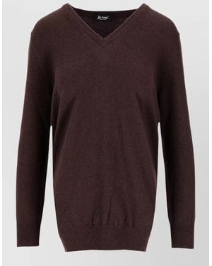 LA ROSE Cashmere V-Neck Sweater - Brown