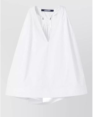 Jacquemus Norma Cotton Top Draped Open Back - White