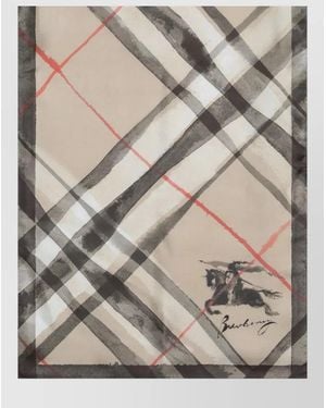 Burberry Rectangular Lightweight Scarf Soft Checked Pattern - Gray