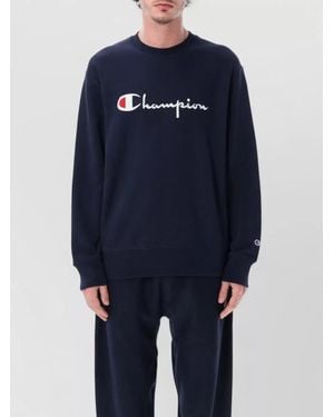 Champion Logo Jumper Crew Neck Long Sleeves - Blue