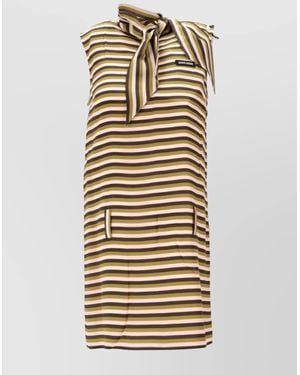 Miu Miu Silk Striped Mini Dress - Metallic
