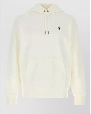 Polo Ralph Lauren Cotton Blend Hooded Sweatshirt Kangaroo Pocket - Natural