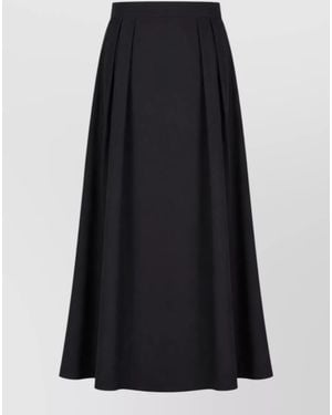 LA ROSE High Waist Skirt Button Detail Pleats - Black