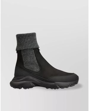 Tod's Leather Knitted Chelsea Boots - Black