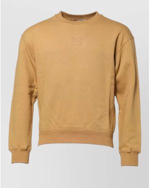 Dolce & Gabbana Cotton Dg Logo Crew Neck Jumper - Natural