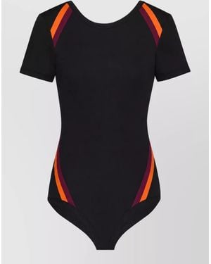 Saint Laurent Striped One-Piece Swimsuit - Black