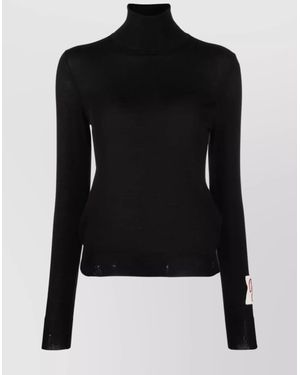 Golden Goose Virgin Wool Distressed Ribbed Turtleneck Jumper - Black