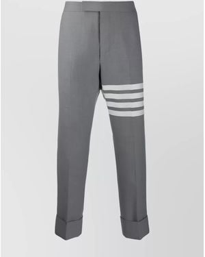 Thom Browne Wool Slim-Fit Cropped Pants - Gray