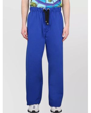 Versace Cotton Drawstring Loose Fit Trousers - Blue