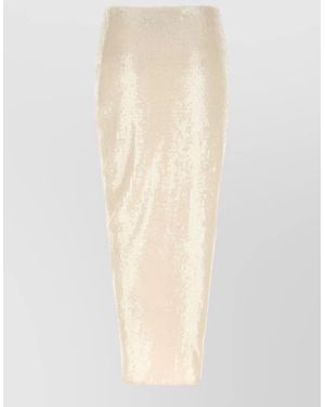 ROTATE BIRGER CHRISTENSEN Sequined Draped Asymmetric Knot Midi Skirt - White