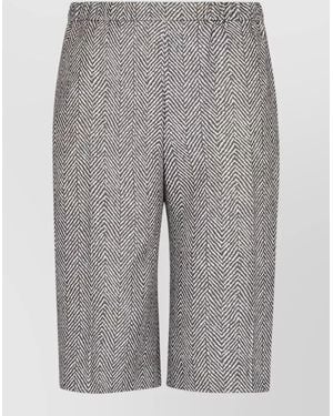 Emporio Armani Herringbone Relaxed Fit Knee Length Shorts - Grey