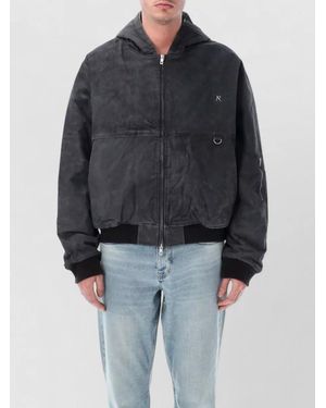 Represent Hooded Bomber Jacket Metal Ring Detail - Black