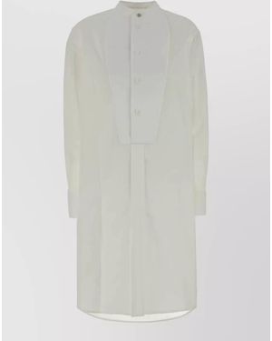 Bottega Veneta Poplin Oversize Shirt Tailored Fit Pleated Front - White