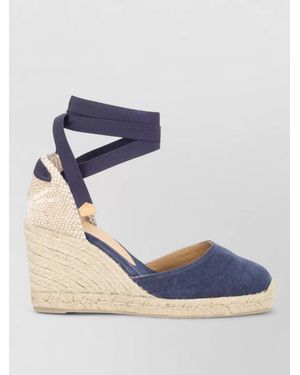 Castañer Espadrille Wedge Closed Toe Canvas Jute - Blue