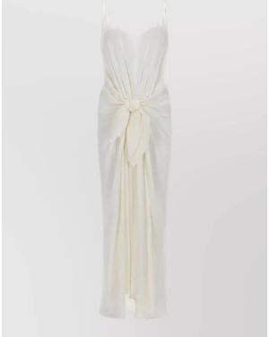 JW Anderson Long Draped Dress Spaghetti Straps Knot - White