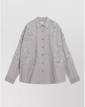 Dries Van Noten Sequin Embellished Long Sleeve Jacket - Gray