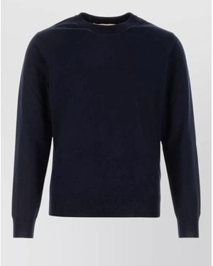 Valentino Garavani Wool Jumper Long Sleeves Ribbed Cuffs Hem - Blue