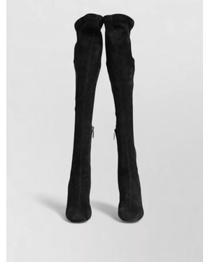 Dolce & Gabbana Suede Leather Knee High Block Heel Boots - Black