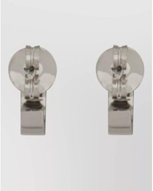 MM6 by Maison Margiela Signature Logo Hoop Earrings Polished Finish - Natural