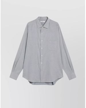 Loro Piana Cotton Shirt With Chest Pocket And Long Sleeves - Gray