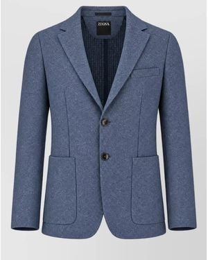 ZEGNA Wool Cashmere Suit Jacket - Blue