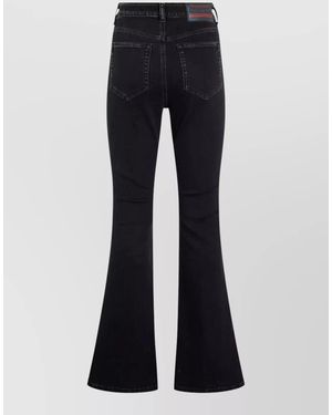 DIESEL High Waisted Flared Cotton Denim Jeans - Blue