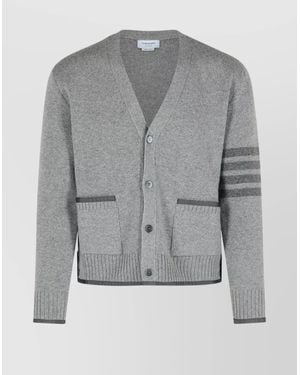 Thom Browne '4-Bar Milano' Virgin Wool Cardigan - Gray