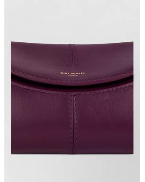 Balmain Small Leather Shoulder Bag - Purple