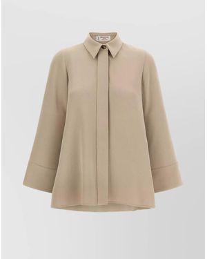 Alberto Biani 3/4-Sleeve Blouse - Natural