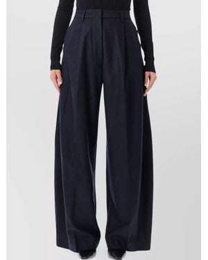 Thelatest Wool High-Rise Pleated Wide-Leg Pants - Blue