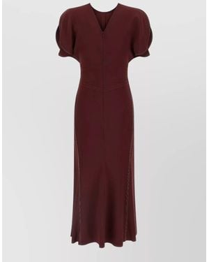 Victoria Beckham Bela Dress Ruched Detail Short Sleeves - Purple
