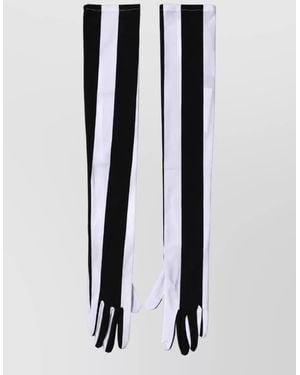 Dolce & Gabbana Striped Elbow-Length Gloves - Black