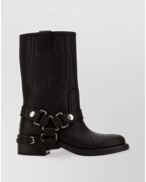 Miu Miu Leather Ankle Boots - Black