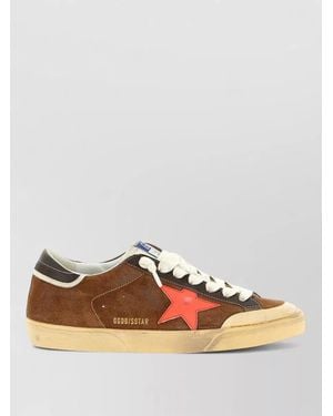 Golden Goose Star Detail Suede Trainers Rubber Sole - Brown